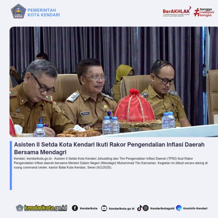 Asisten II Setda Kota Kendari Ikuti Rakor Pengendalian Inflasi Daerah Bersama Mendagri