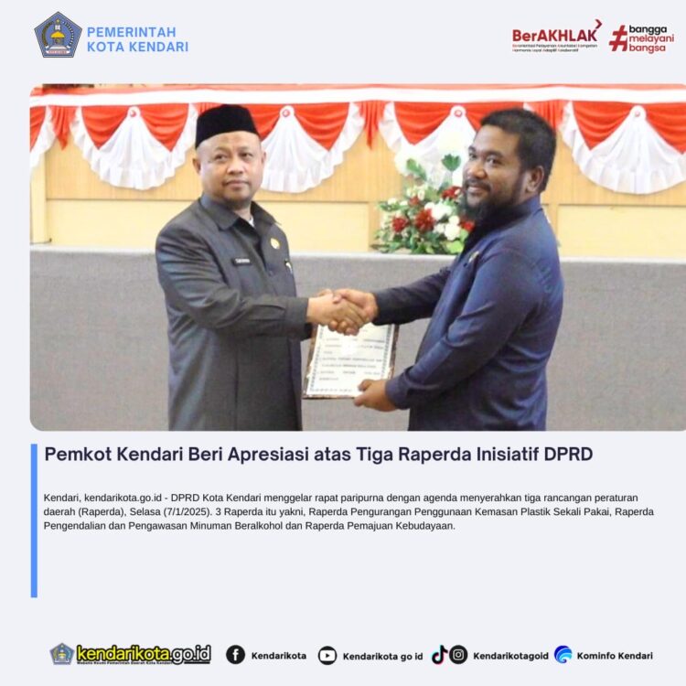 Pemkot Kendari Beri Apresiasi atas Tiga Raperda Inisiatif DPRD