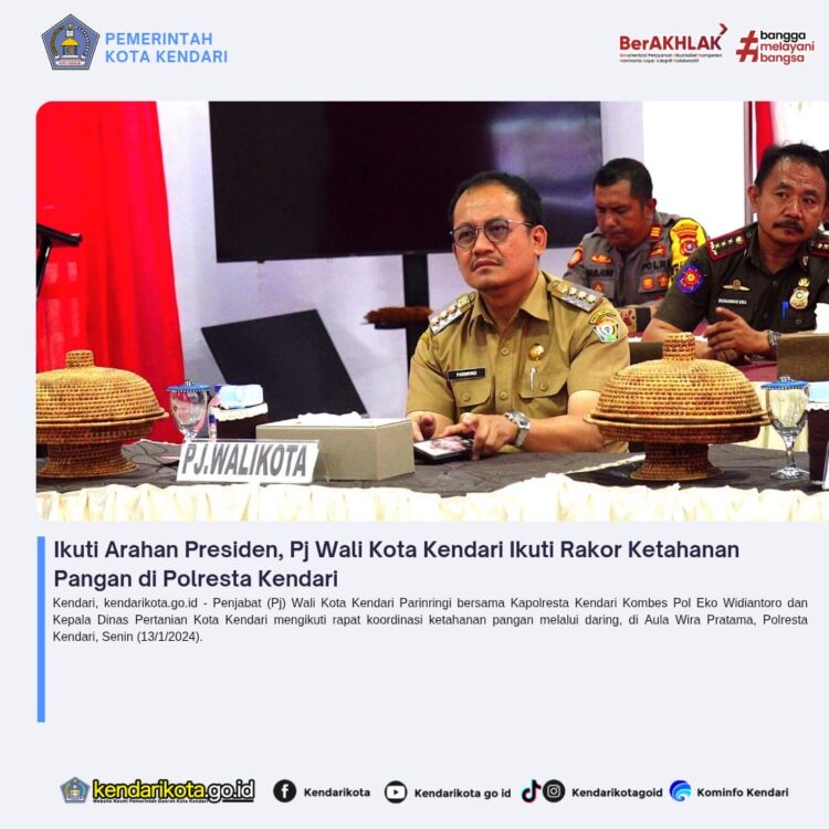 Ikuti Arahan Presiden, Pj Wali Kota Kendari Ikuti Rakor Ketahanan Pangan di Polresta Kendari