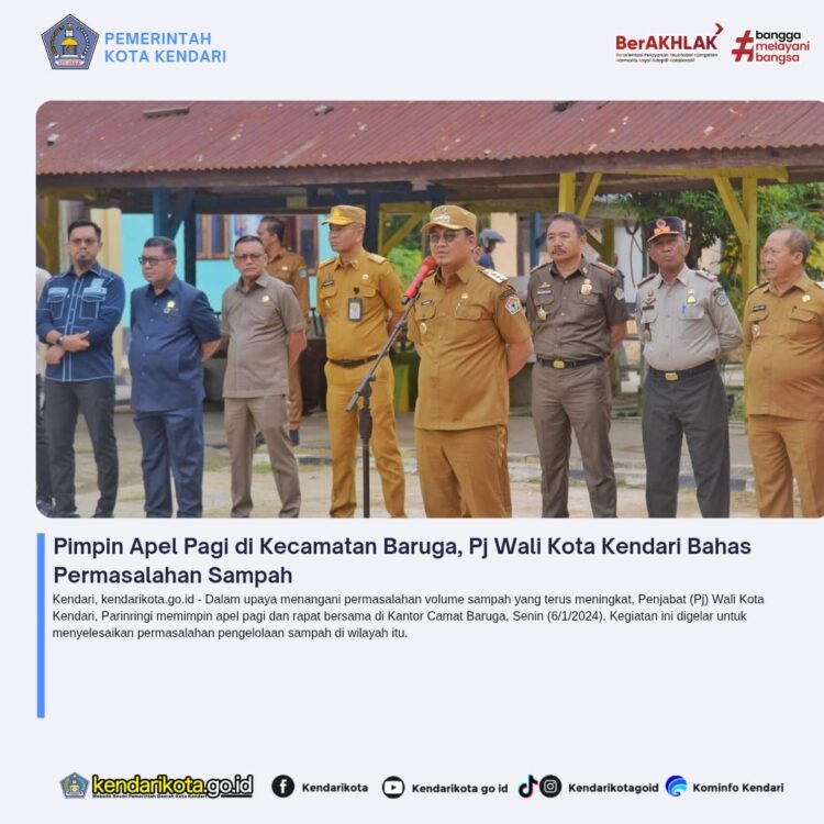 Pimpin Apel Pagi di Kecamatan Baruga, Pj Wali Kota Kendari Bahas Permasalahan Sampah