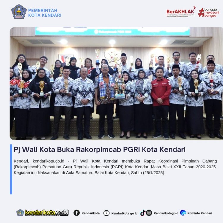 Pj Wali Kota Buka Rakorpimcab PGRI Kota Kendari