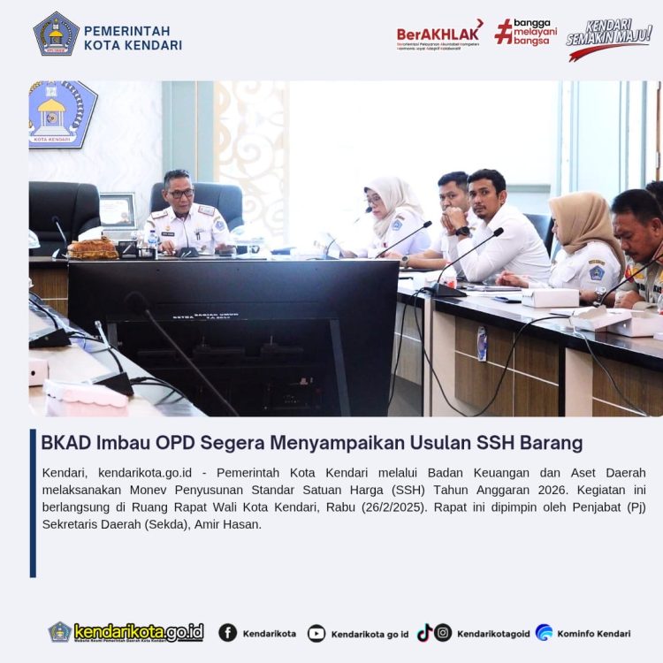 BKAD Imbau OPD Segera Menyampaikan Usulan SSH Barang