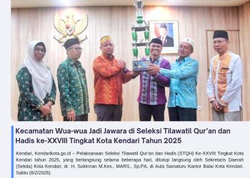 Kecamatan Wua-wua Jadi Jawara di Seleksi Tilawatil Qur’an dan Hadis ke-XXVII Tingkat Kota Kendari Tahun 2025
