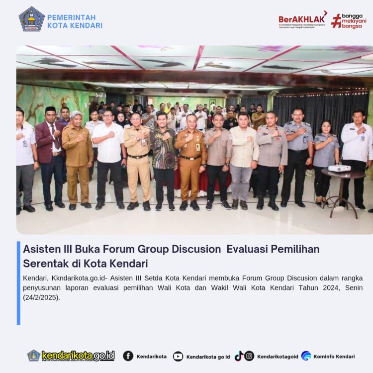 Asisten III Buka Forum Group Discusion Evaluasi Pemilihan Serentak di Kota Kendari