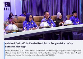 Asisten II Setda Kota Kendari Ikuti Rakor Pengendalian Inflasi Bersama Mendagri