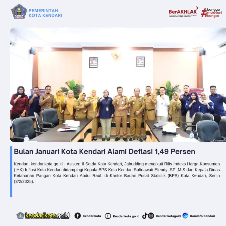 Bulan Januari Kota Kendari Alami Deflasi 1,49 Persen