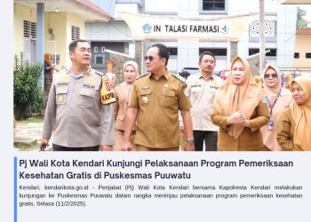 Pj Wali Kota Kendari Kunjungi Pelaksanaan Program Pemeriksaan Kesehatan Gratis di Puskesmas Puuwatu