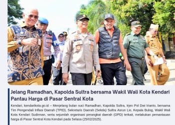 Jelang Ramadhan, Kapolda Sultra bersama Wakil Wali Kota Kendari Pantau Harga di Pasar Sentral Kota