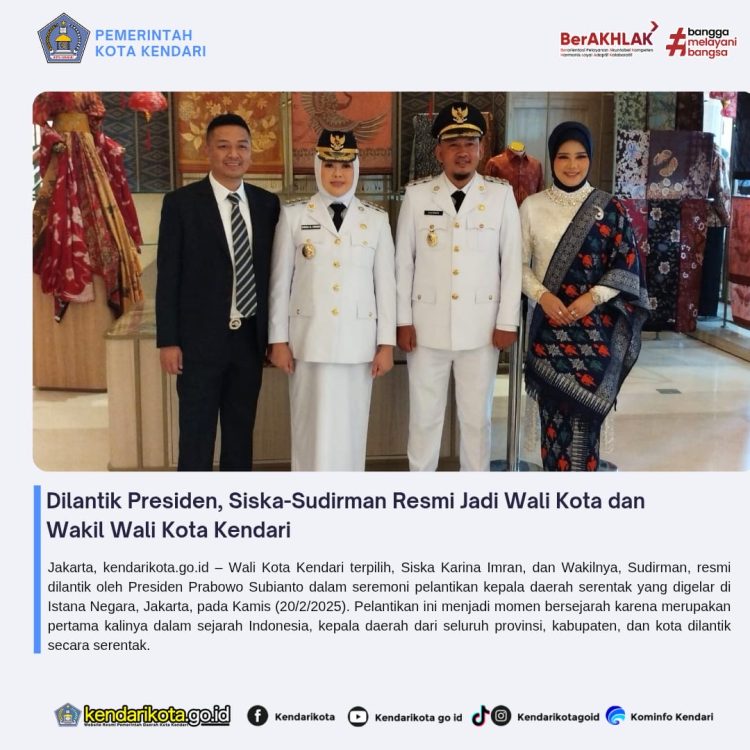 Dilantik Presiden, Siska-Sudirman Resmi Jadi Wali Kota dan Wakil Wali Kota Kendari
