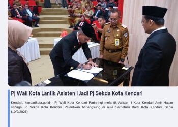 Pj Wali Kota Lantik Asisten I Jadi Pj Sekda Kota Kendari