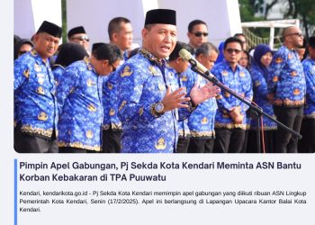 Pimpin Apel Gabungan, Pj Sekda Kota Kendari Meminta ASN Bantu Korban Kebakaran di TPA Puuwatu