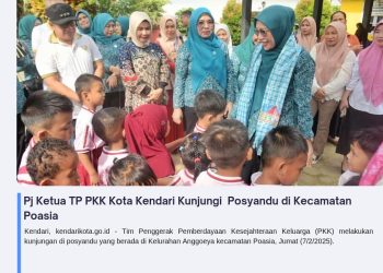 Pj Ketua TP PKK Kota Kendari Kunjungi Posyandu di Kecamatan Poasia