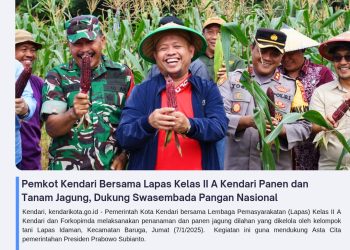 Pemkot Kendari Bersama Lapas Kelas II A Kendari Panen dan Tanam Jagung, Dukung Swasembada Pangan Nasional