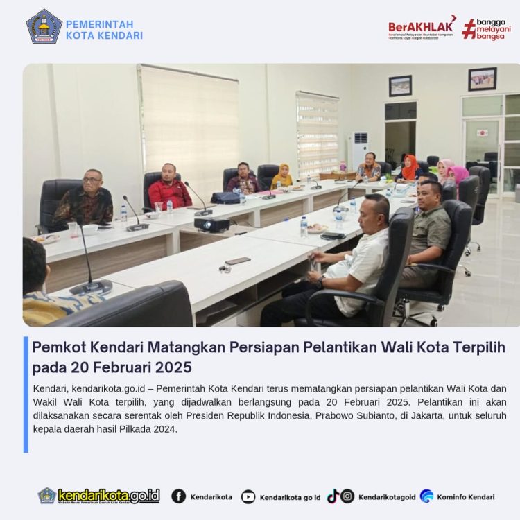 Pemkot Kendari Matangkan Persiapan Pelantikan Wali Kota Terpilih pada 20 Februari 2025