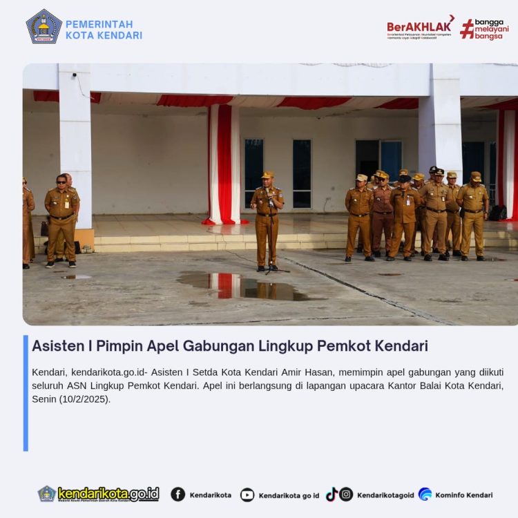 Asisten I Pimpin Apel Gabungan Lingkup Pemkot Kendari