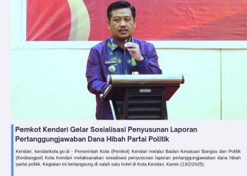 Pemkot Kendari Gelar Sosialisasi Penyusunan Laporan Pertanggungjawaban Dana Hibah Partai Politik