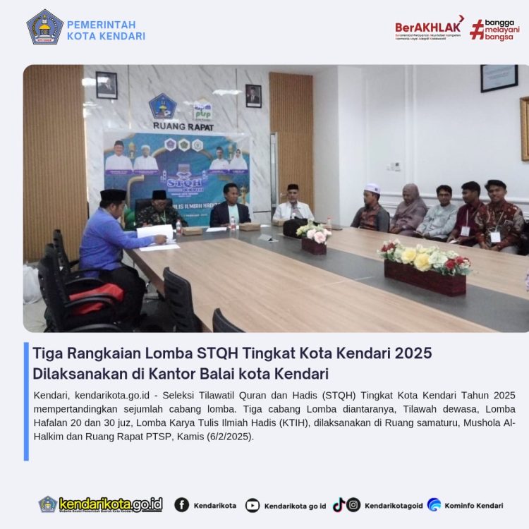 Tiga Rangkaian Lomba STQH Tingkat Kota Kendari 2025 Dilaksanakan di Kantor Balai kota Kendari
