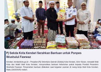 Pj Sekda Kota Kendari Serahkan Bantuan untuk Ponpes Wushulul Fawwaz