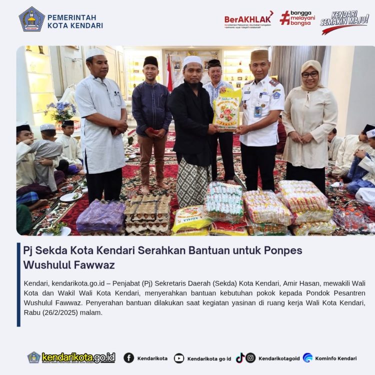 Pj Sekda Kota Kendari Serahkan Bantuan untuk Ponpes Wushulul Fawwaz