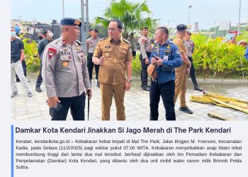 Damkar Kota Kendari Jinakkan Si Jago Merah di The Park Kendari