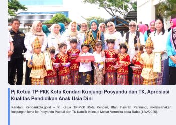 Pj Ketua TP-PKK Kota Kendari Kunjungi Posyandu dan TK, Apresiasi Kualitas Pendidikan Anak Usia Dini