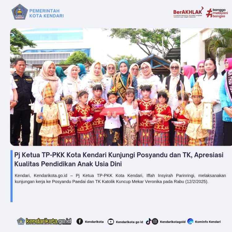 Pj Ketua TP-PKK Kota Kendari Kunjungi Posyandu dan TK, Apresiasi Kualitas Pendidikan Anak Usia Dini