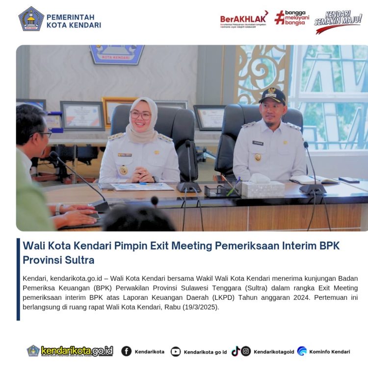 Wali Kota Kendari Pimpin Exit Meeting Pemeriksaan Interim BPK Provinsi Sultra