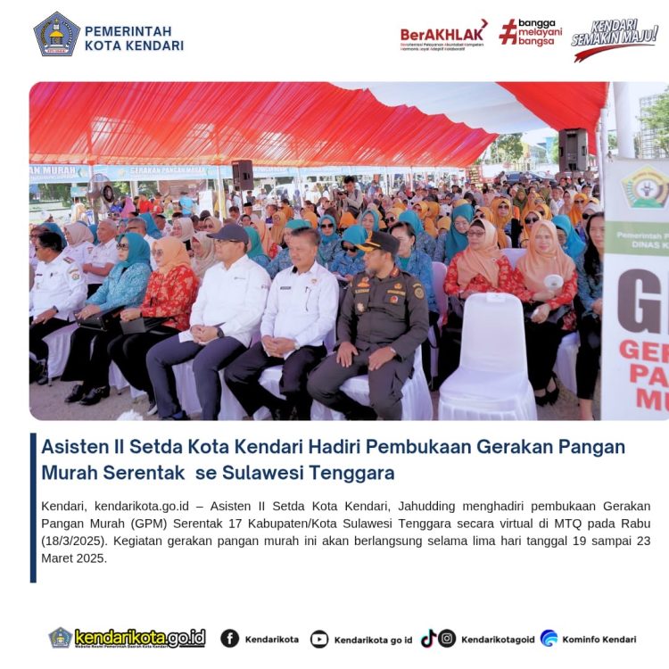 Asisten II Setda Kota Kendari Hadiri Pembukaan Gerakan Pangan Murah Serentak se Sulawesi Tenggara
