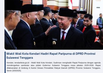 Wakil Wali Kota Kendari Hadiri Rapat Paripurna di DPRD Provinsi Sulawesi Tenggara