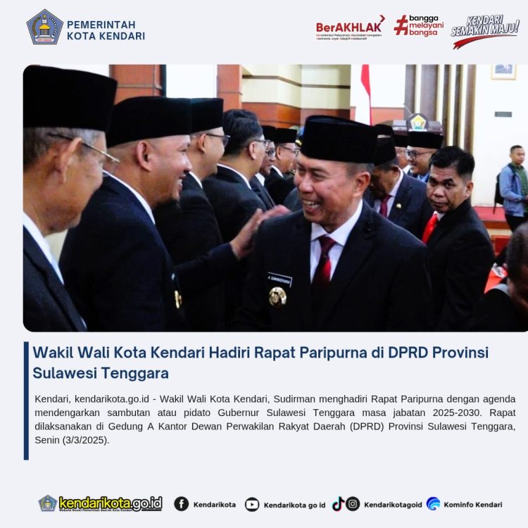 Wakil Wali Kota Kendari Hadiri Rapat Paripurna di DPRD Provinsi Sulawesi Tenggara