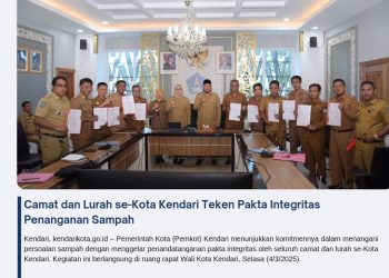 Camat dan Lurah se-Kota Kendari Teken Pakta Integritas Penanganan Sampah
