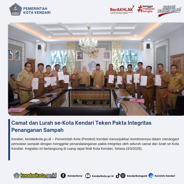 Camat dan Lurah se-Kota Kendari Teken Pakta Integritas Penanganan Sampah