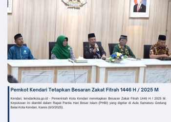 Pemkot Kendari Tetapkan Besaran Zakat Fitrah 1446 H / 2025 M