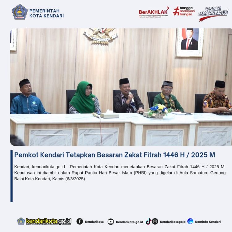 Pemkot Kendari Tetapkan Besaran Zakat Fitrah 1446 H / 2025 M