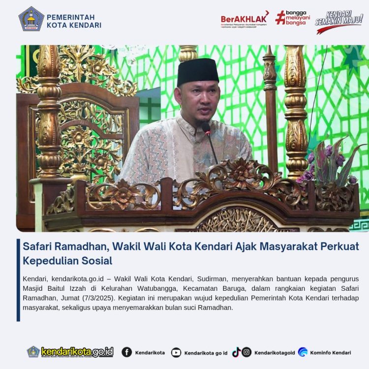 Safari Ramadhan, Wakil Wali Kota Kendari Ajak Masyarakat Perkuat Kepedulian Sosial