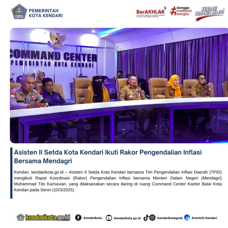 Asisten II Setda Kota Kendari Ikuti Rakor Pengendalian Inflasi Bersama Mendagri