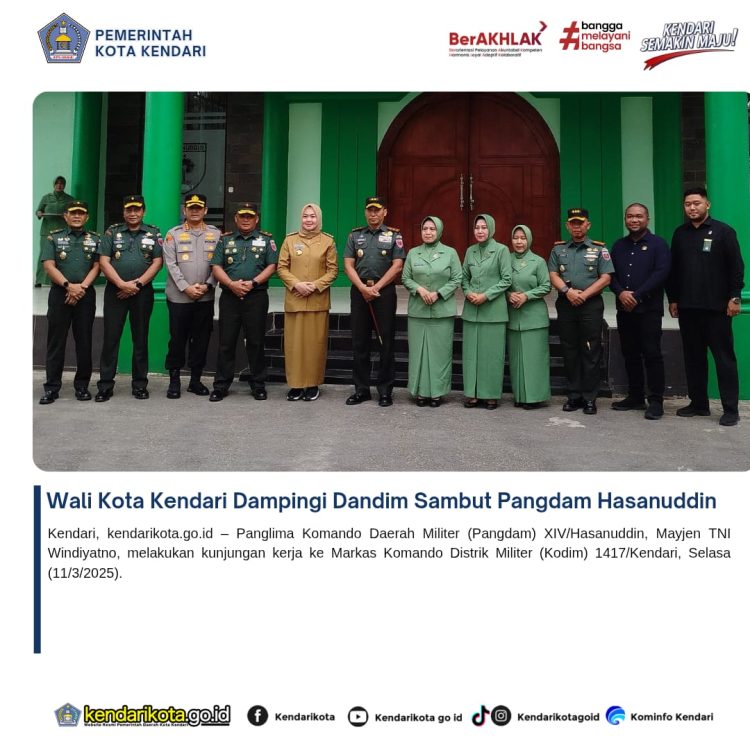 Wali Kota Kendari Dampingi Dandim Sambut Pangdam Hasanuddin