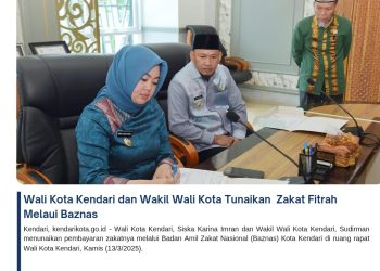Wali Kota Kendari dan Wakil Wali Kota Tunaikan Zakat Fitrah Melaui Baznas