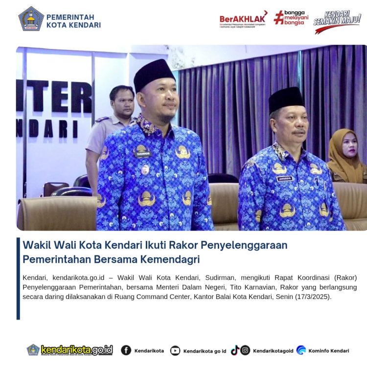 Wakil Wali Kota Kendari Ikuti Rakor Penyelenggaraan Pemerintahan Bersama Kemendagri