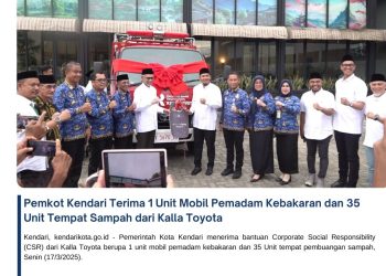 Pemkot Kendari Terima 1 Unit Mobil Pemadam Kebakaran dan 35 Unit Tempat Sampah dari Kalla Toyota