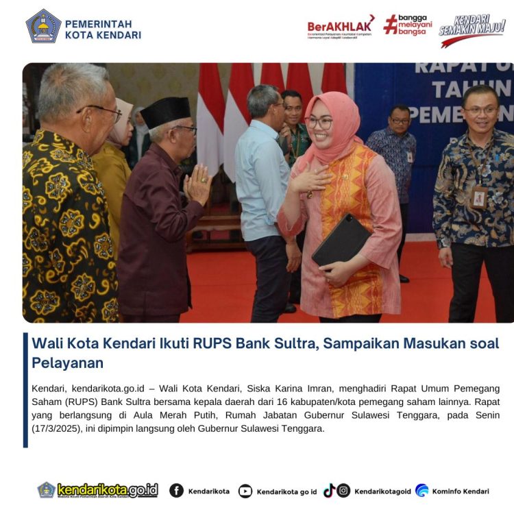 Wali Kota Kendari Ikuti RUPS Bank Sultra, Sampaikan Masukan soal Pelayanan