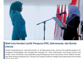 Wali kota Kendari Lantik Pengurus PKK, Dekranasda, dan Bunda Literasi