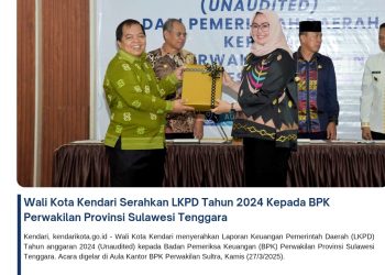 Wali Kota Kendari Serahkan LKPD Tahun 2024 Kepada BPK Perwakilan Provinsi Sulawesi Tenggara