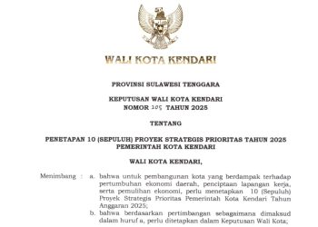 Surat Keputusan Walikota Kendari tentang Penetapan 10 Proyek Strategis Prioritas Tahun 2025 Pemerintah Kota Kendari