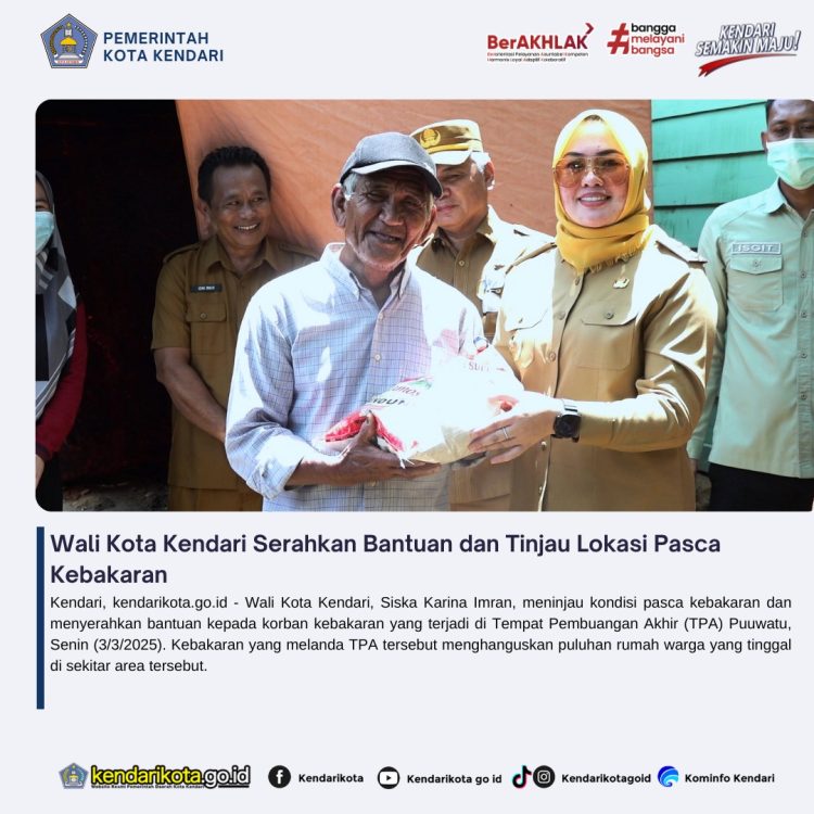 Wali Kota Kendari Serahkan Bantuan dan Tinjau Lokasi Pasca Kebakaran