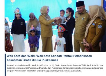 Wali Kota dan Wakil Wali Kota Kendari Pantau Pemeriksaan Kesehatan Gratis di Dua Puskesmas