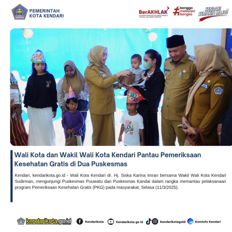 Wali Kota dan Wakil Wali Kota Kendari Pantau Pemeriksaan Kesehatan Gratis di Dua Puskesmas