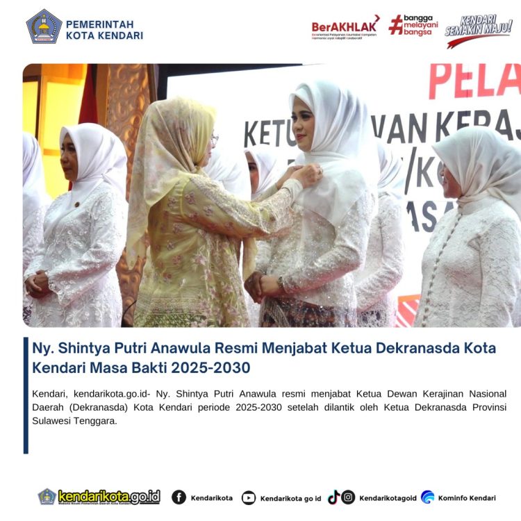 Ny. Shintya Putri Anawula Resmi Menjabat Ketua Dekranasda Kota Kendari Masa Bakti 2025-2030