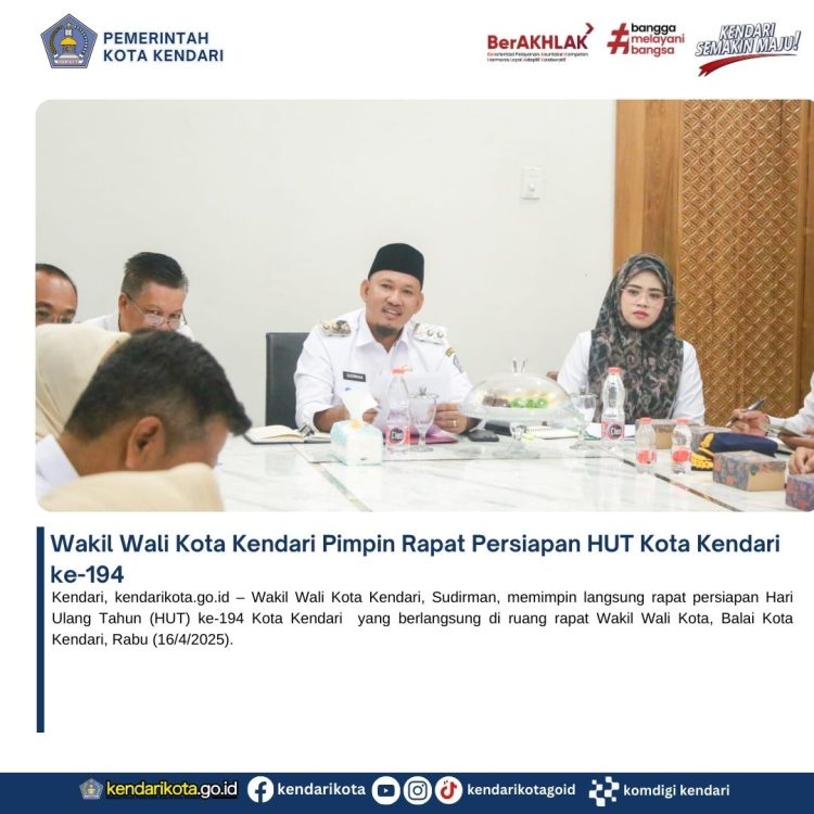 Wakil Wali Kota Kendari Pimpin Rapat Persiapan HUT Kota Kendari ke-194