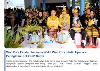 Wali Kota Kendari bersama Wakil Wali Kota Hadiri Upacara Peringatan HUT ke-61 Sultra